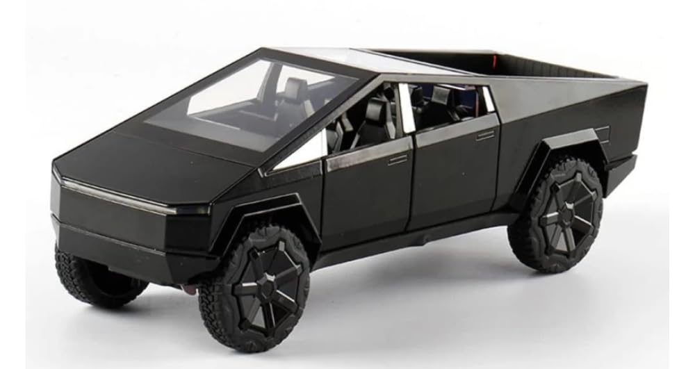 JSD PRO®- Tesla CYBERTRUCK -JSD-DC078-Premium Collection-Die Cast Model 1:32-Metal Toy Car, Openable Doors with Storage Box (Black)