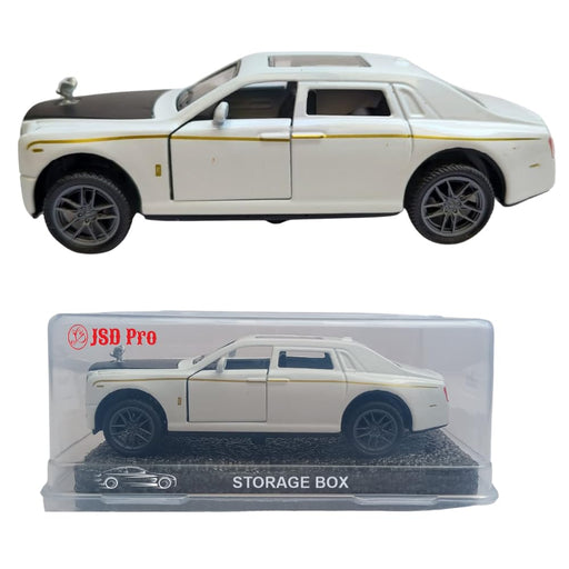 JSD PRO®- Rolls Royce -JSD-DC035SB-Premium Collection-Die Cast Model 1:32-Metal Toy Car with Openable Doors, Light & Sound with Storage Box (White)