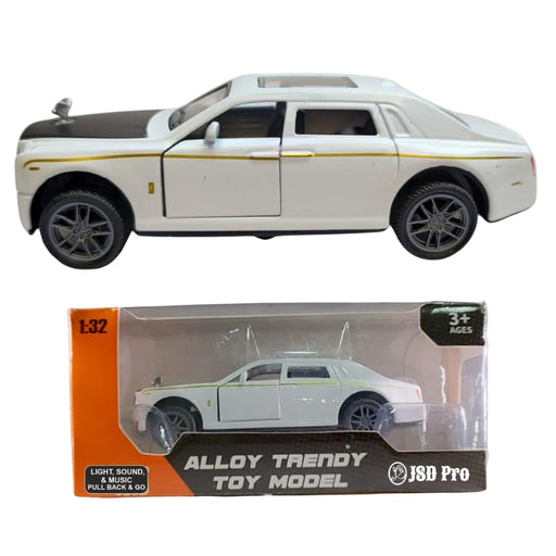 JSD PRO®- Rolls Royce -JSD-DC034-Premium Collection-Die Cast Model 1:32-Metal Toy Car with Openable Doors, Light & Sound (White)
