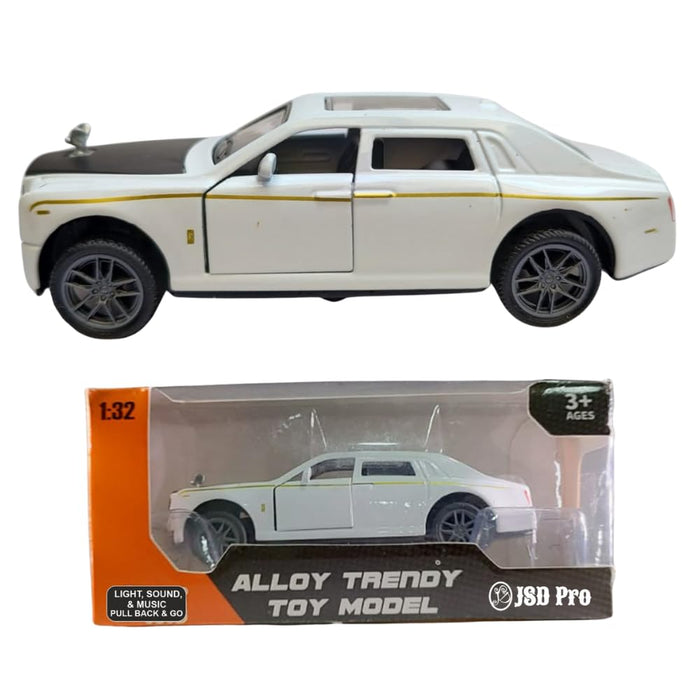 JSD PRO®- Rolls Royce -JSD-DC034-Premium Collection-Die Cast Model 1:32-Metal Toy Car with Openable Doors, Light & Sound (White)