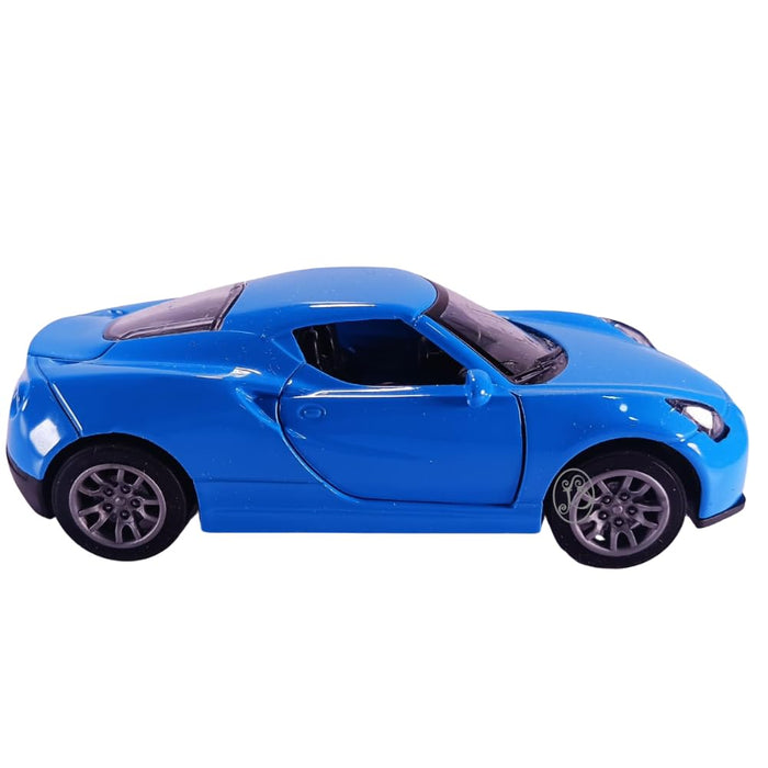 JSD PRO®- Alfa Romeo 4C -JSD-DC091-Premium Collection-Die Cast Model 1:32-Metal Toy Car with Openable Doors, Light & Sound with Storage Box (Blue)