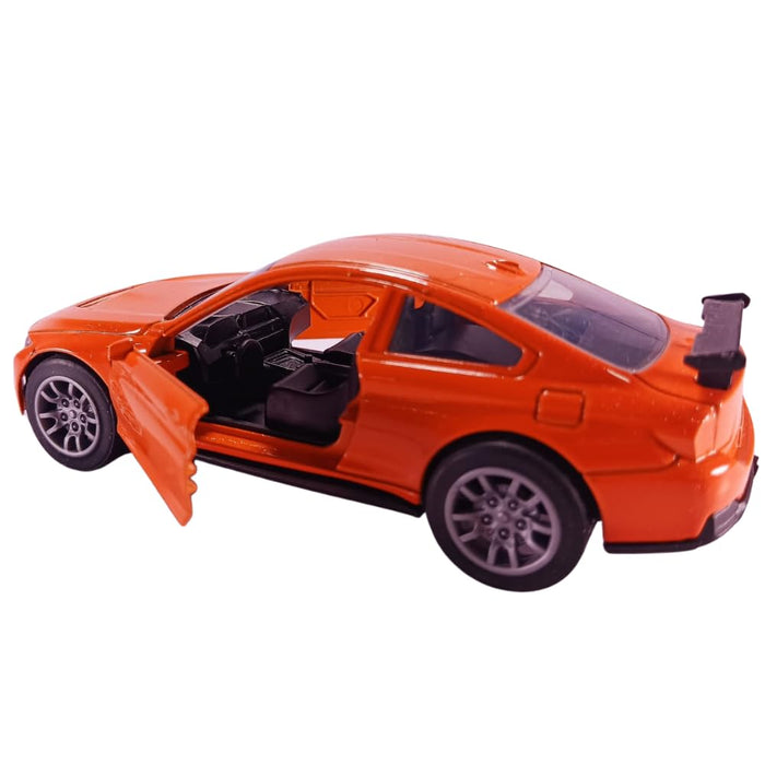 JSD PRO®- BMW M4 GTS-JSD-DC088-Premium Collection-Die Cast Model 1:32-Metal Toy Car with Openable Doors, Light & Sound (Orange)