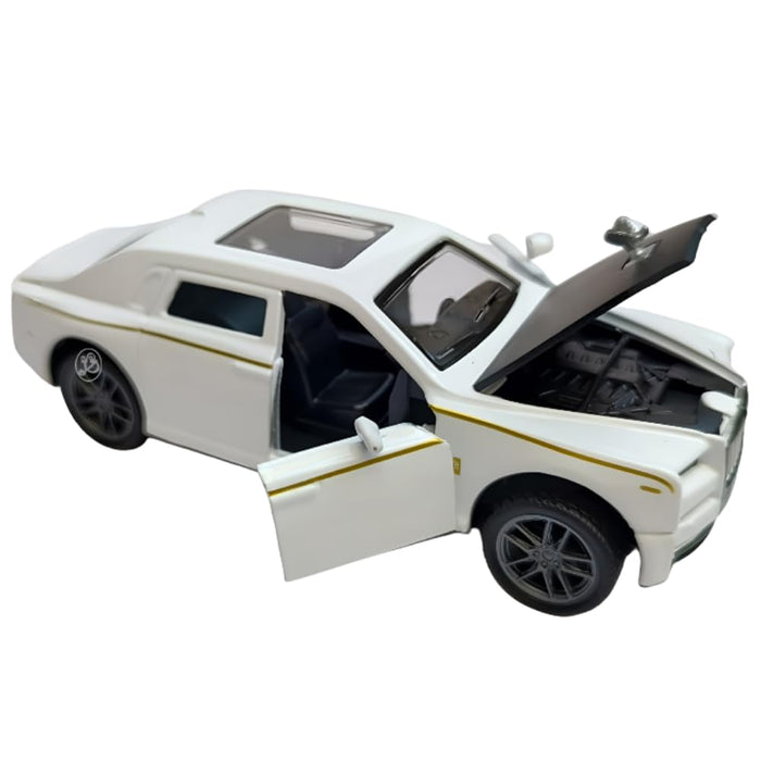 JSD PRO®- Rolls Royce Phantom -JSD-DC034-Premium Collection-Die Cast Model 1:32-Metal Toy Car with Openable Doors, Light & Sound (White)