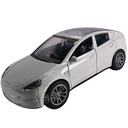 JSD PRO®- Tesla Model Y -JSD-DC092-Premium Collection-Die Cast Model 1:32-Metal Toy Car with Openable Doors, Light & Sound (White)