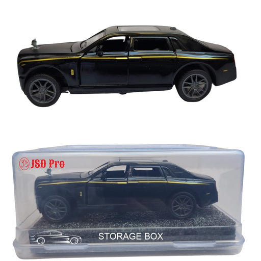 JSD PRO®- Rolls Royce Phantom -JSD-DC041SB-Premium Collection-Die Cast Model 1:32-Metal Toy Car, Openable Doors, Light & Sound with Storage Box (Black)