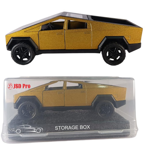 JSD PRO®- Tesla CYBERTRUCK -JSD-DC074-Premium Collection-Die Cast Model 1:32-Metal Toy Car, Openable Doors with Storage Box (Gold)