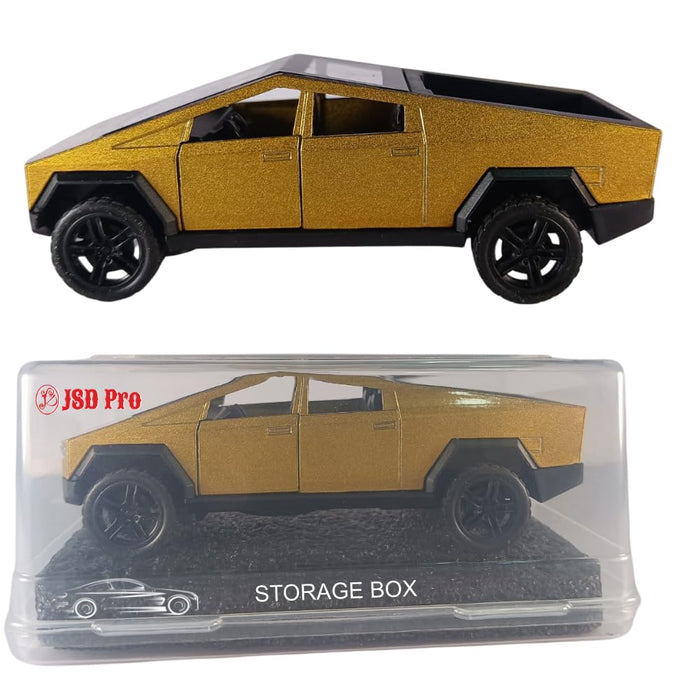 JSD PRO®- Tesla CYBERTRUCK -JSD-DC074-Premium Collection-Die Cast Model 1:32-Metal Toy Car, Openable Doors with Storage Box (Gold)