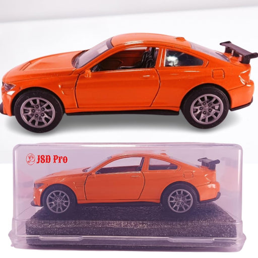 JSD PRO®- BMW M4 GTS -JSD-DC089-Premium Collection-Die Cast Model 1:32-Metal Toy Car with Openable Doors, Light & Sound with Storage Box (Orange)