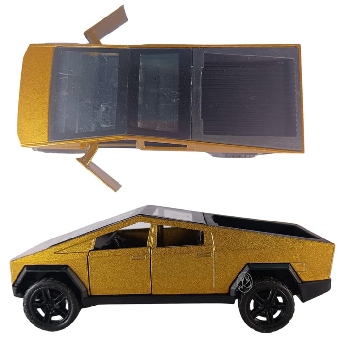 JSD PRO®- Tesla CYBERTRUCK -JSD-DC075-Premium Collection-Die Cast Model 1:32-Metal Toy Car with Openable Doors (Gold)