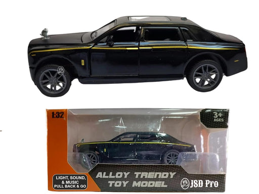 JSD PRO®- Rolls Royce Phantom -JSD-DC036-Premium Collection-Die Cast Model 1:32-Metal Toy Car with Openable Doors, Light & Sound (Black))