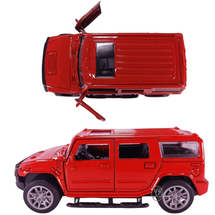 JSD PRO®- Hummer -JSD-DC085-Premium Collection-Die Cast Model 1:32-Metal Toy Car, Openable Doors with Storage Box (RED)