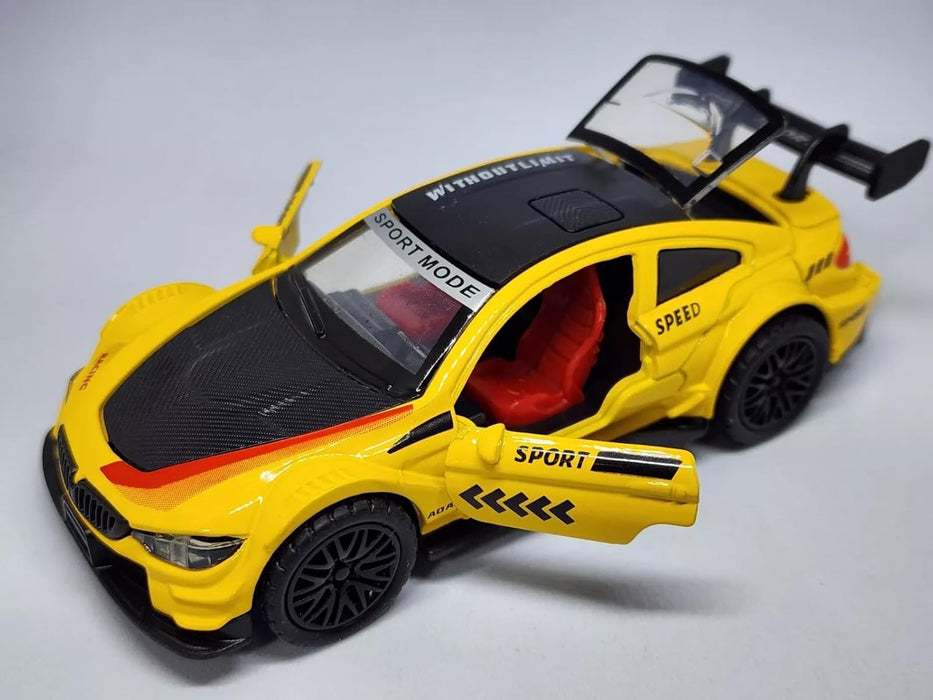 JSD PRO®- BMW M4 -JSD-DC004-Premium Collection-Die Cast Model 1:32-Metal Toy Car with Storage Box (Yellow)