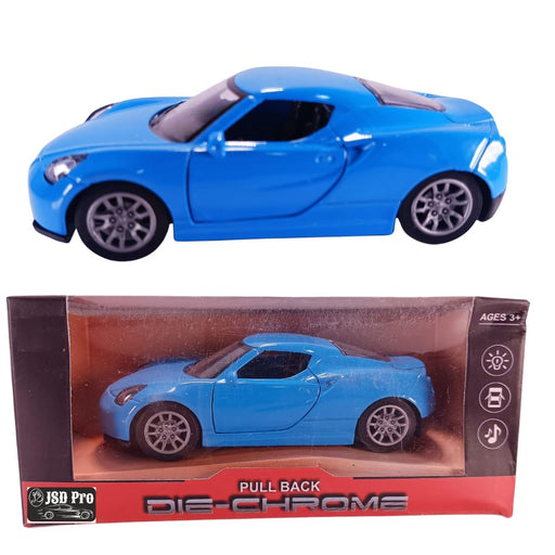 JSD PRO®- Alfa Romeo 4C -JSD-DC090-Premium Collection-Die Cast Model 1:32-Metal Toy Car with Openable Doors, Light & Sound (Blue)