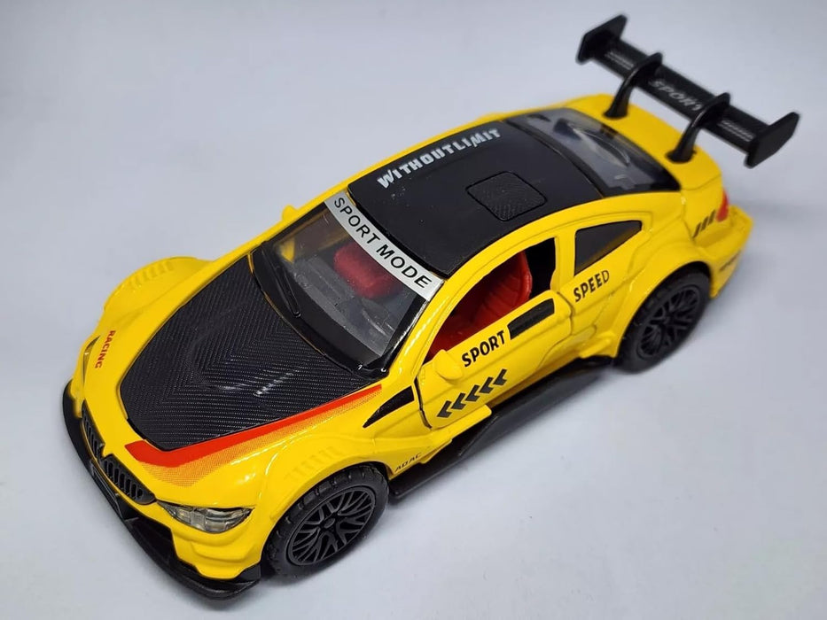 JSD PRO®- BMW M4 -JSD-DC004-Premium Collection-Die Cast Model 1:32-Metal Toy Car with Storage Box (Yellow)