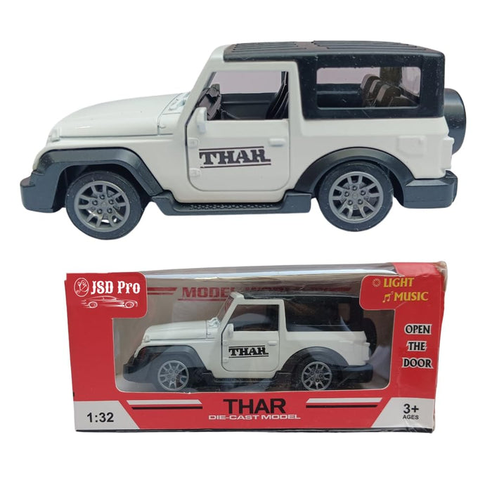 JSD PRO®-Thar -JSD-DC054-Premium Collection-Die Cast Model 1:32-Metal Toy Car with Openable Doors, Light & Sound (White)