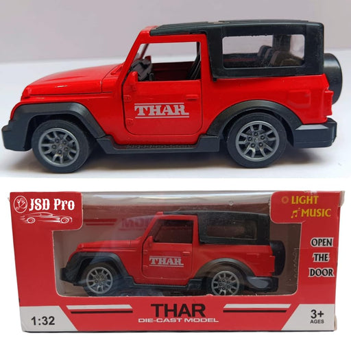 JSD PRO®- Thar -JSD-DC055-Premium Collection-Die Cast Model 1:32-Metal Toy Car with Openable Doors, Light & Sound (Red)