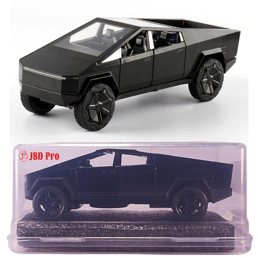 JSD PRO®- Tesla CYBERTRUCK -JSD-DC078-Premium Collection-Die Cast Model 1:32-Metal Toy Car, Openable Doors with Storage Box (Black)