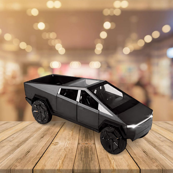 JSD PRO®- Tesla CYBERTRUCK -JSD-DC078-Premium Collection-Die Cast Model 1:32-Metal Toy Car, Openable Doors with Storage Box (Black)
