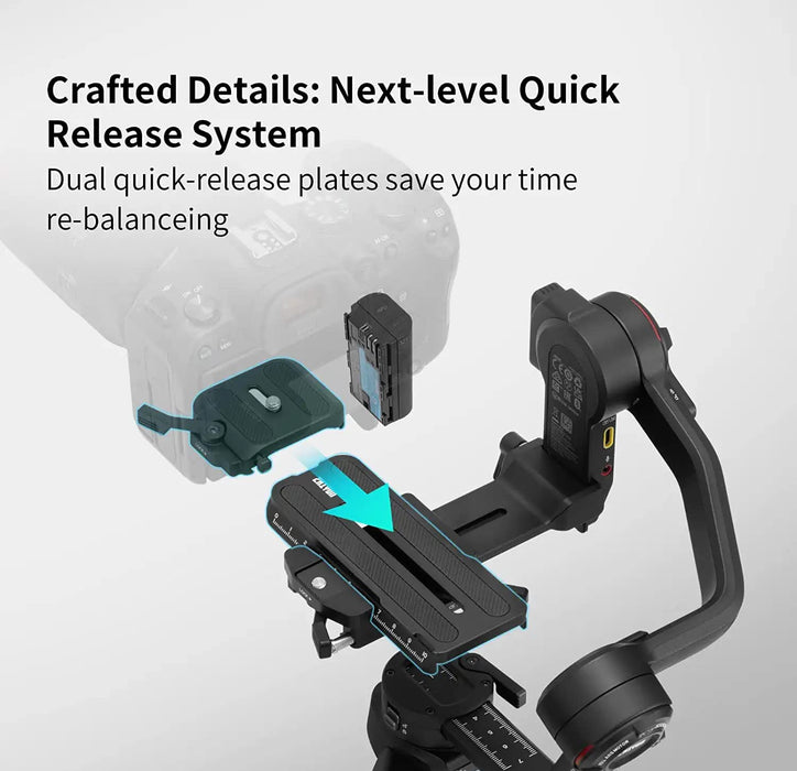 ZHIYUN Weebill 3 Combo, Gimbal Stabilizer for DSLR and Mirrorless Camera, Nikon Sony Panasonic Canon Fujifilm BMPCC 6K, Extendable Sling Grip, Wrist Rest, Fill Light & Mic Integration, PD Fast Charge