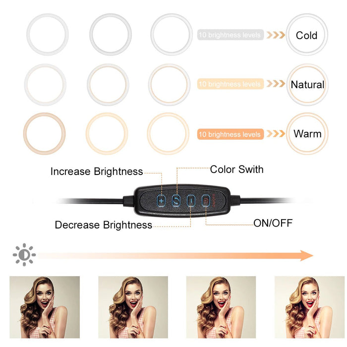 JSD Pro 10 inch Professional LED Ring Light for YouTube/Video Shoot/Makeup Shoot/Studio Shoots/Instagram Video Shoot etc.