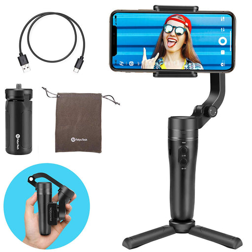 Feiyu Gimbal VLOG Pocket, Foldable Phone Stabilizer, Handheld 3-Axis Gimble with One Key Orientation Toggle for iPhone 11/pro/max/XS and All Smartphones (Pocket-Size)