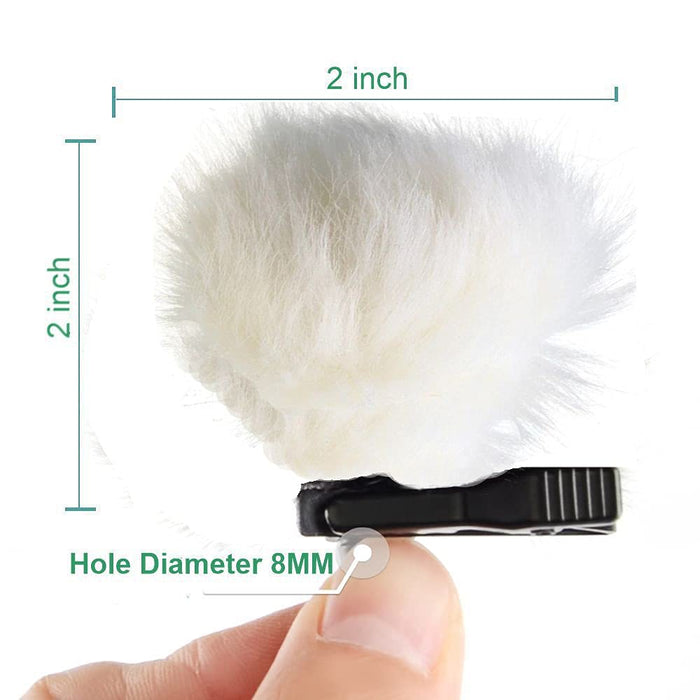 JSD-FR1w (White) Windshield Fur for Lavalier Microphones like Bo-ya M1 and other brands lapel, Collar Mics for Smartphone and Dslrs