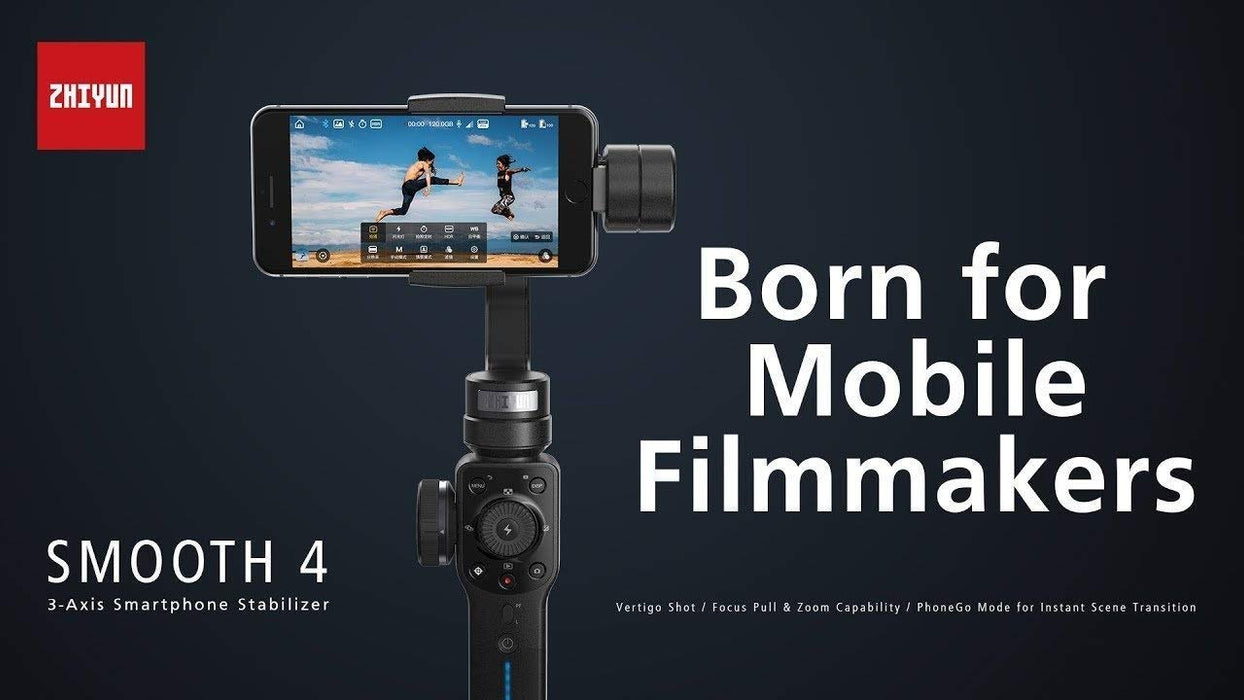 Zhiyun Smooth 4 (Black) - 3 Axis Gimbal with 1 Year Warranty