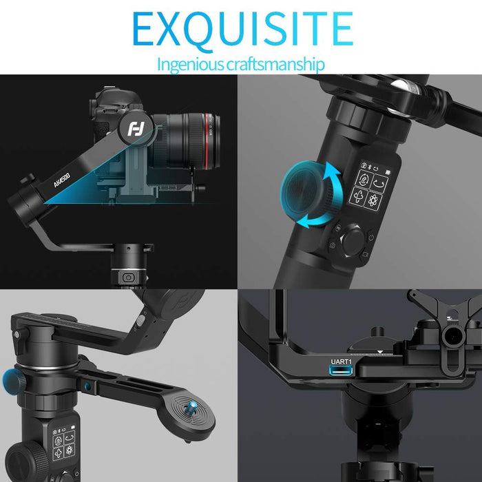 FeiyuTech AK4500 DSLR Camera Stabilizer, The Godzilla Gimbal, Payload 4.6 KG for Sony Canon Panasonic Nikon, Detachable Design, Lock Button, LCD Touch Screen Include Motion Controller