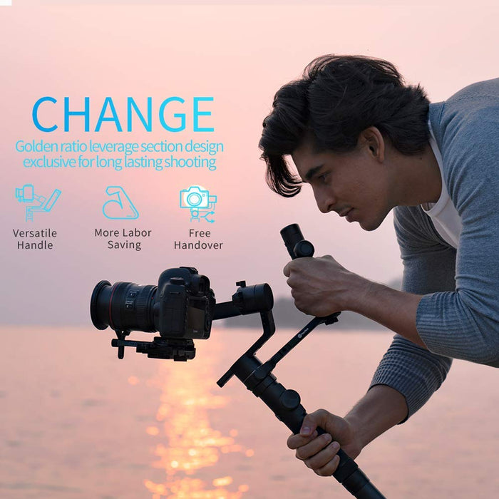 FeiyuTech AK4500 DSLR Camera Stabilizer, The Godzilla Gimbal, Payload 4.6 KG for Sony Canon Panasonic Nikon, Detachable Design, Lock Button, LCD Touch Screen Include Motion Controller