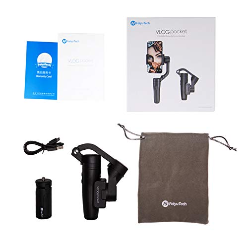 Feiyu Gimbal VLOG Pocket, Foldable Phone Stabilizer, Handheld 3-Axis Gimble with One Key Orientation Toggle for iPhone 11/pro/max/XS and All Smartphones (Pocket-Size)
