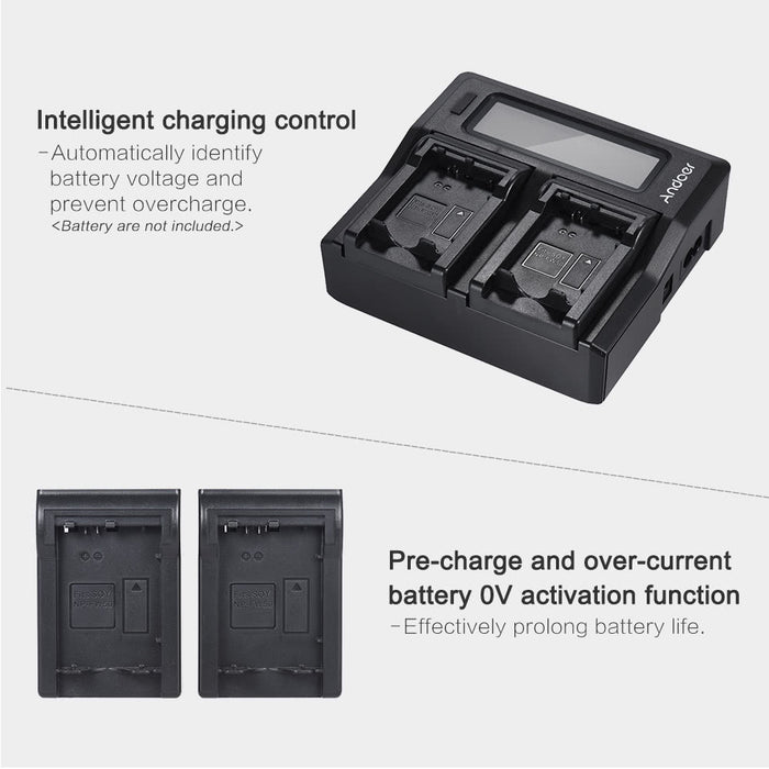 Andoer NP-FW50 NPFW50 Dual Channel Digital Camera Battery Charger
