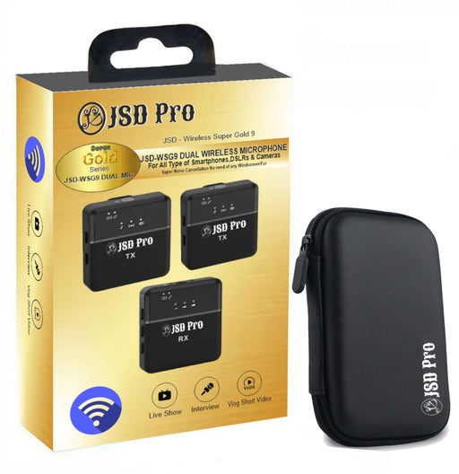 JSD PRO® - JSD-WSG 9 Dual-Super Gold-Compatible with All Smarphones,Dslrs,Cameras- Dual Wireless Microphone