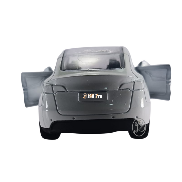 JSD PRO®- Tesla Model Y -JSD-DC093-Premium Collection-Die Cast Model 1:32-Metal Toy Car, Openable Doors, Light & Sound with Storage Box (White)
