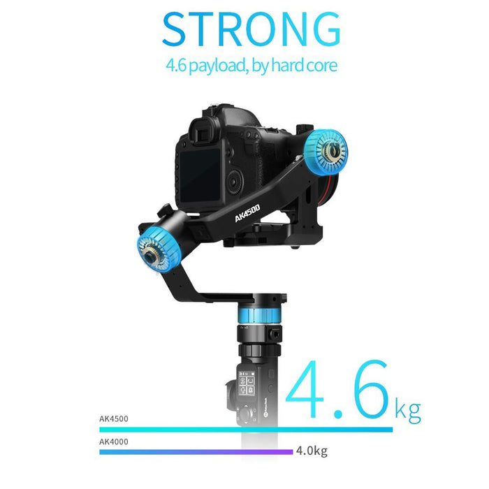FeiyuTech AK4500 DSLR Camera Stabilizer, The Godzilla Gimbal, Payload 4.6 KG for Sony Canon Panasonic Nikon, Detachable Design, Lock Button, LCD Touch Screen Include Motion Controller