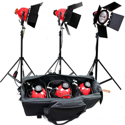 Reasejoy 3x 800W 3200K Continuous Lighting Kit Head w/Case Studio Video Film Red